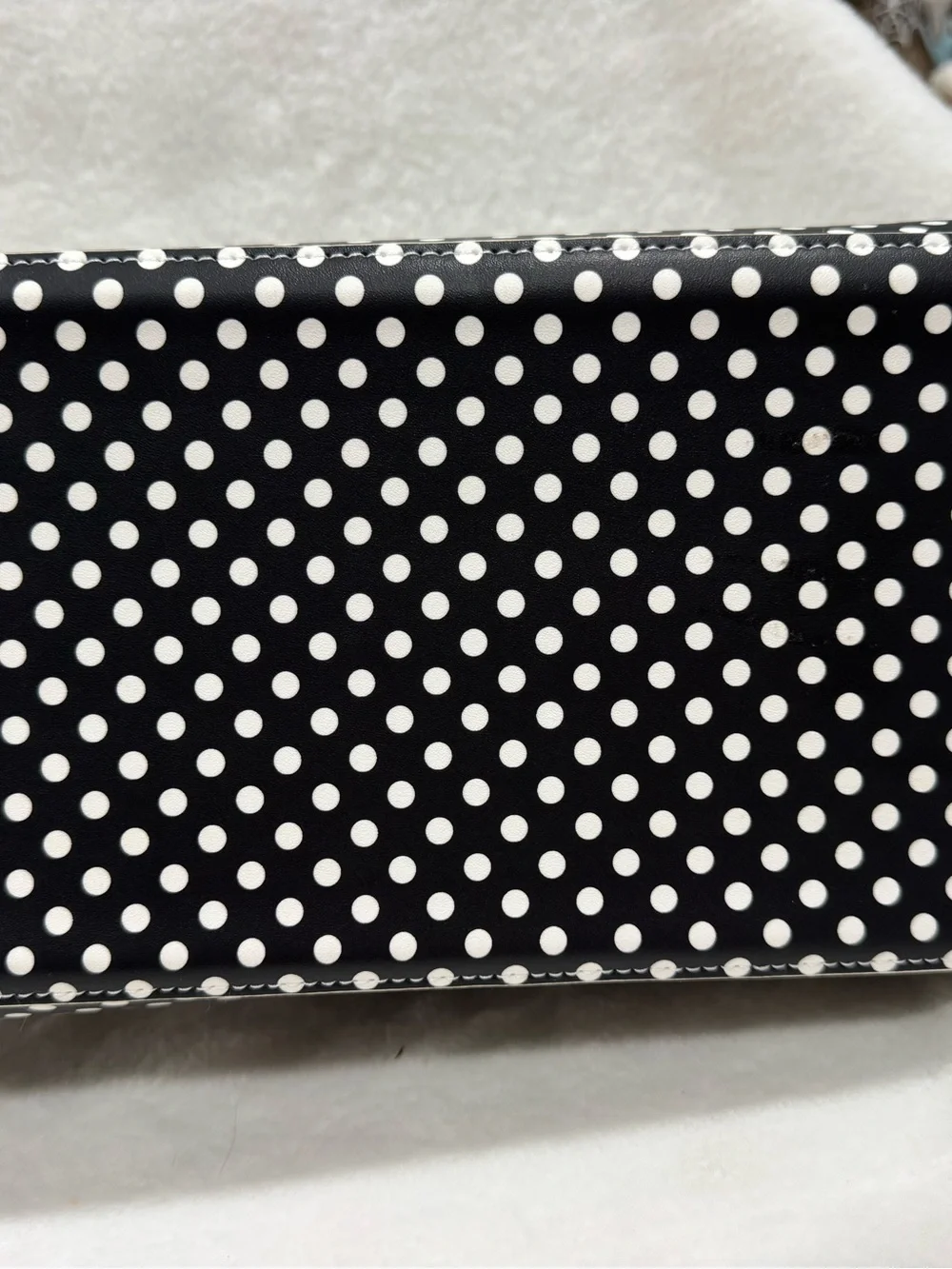 Betsey Johnson Black & White Polka Dot Satchel with Pink Heart Charm